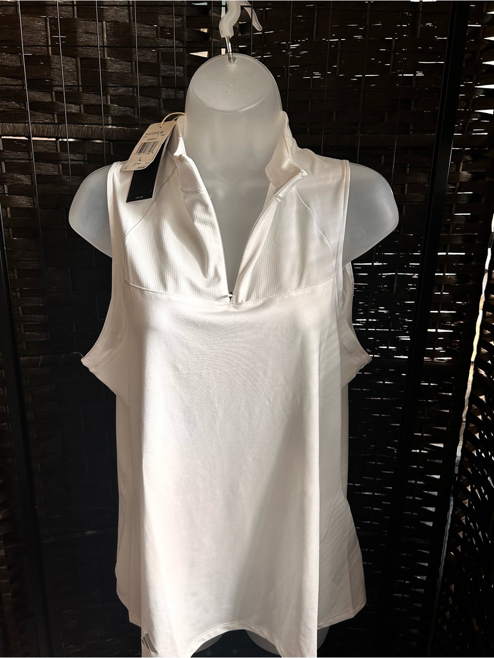 Adidas Sleeveless White 1/4 zip mock neck golf polo.size Large NWT